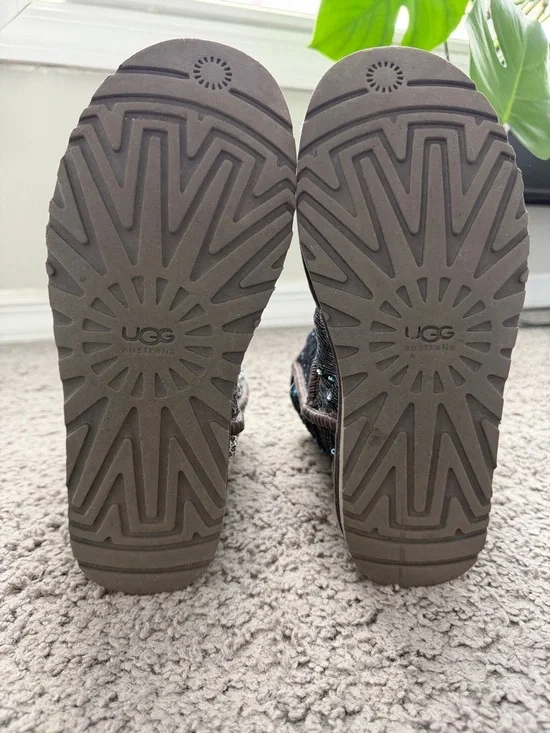 UGG Reversible Sequin Mid-Calf Boots in Brown and Blue - Picture 3 of 3